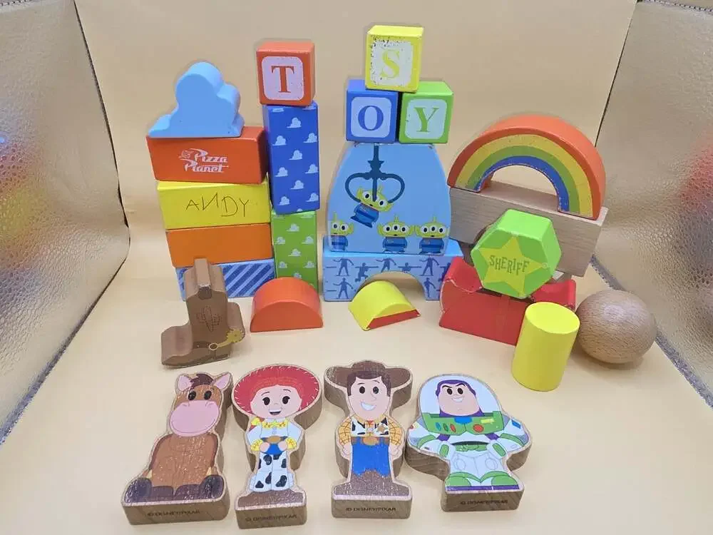 Vintage Lorenz Spiel Welt West Germany Wood Blocks Zoo Farm Animals People